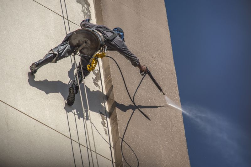 Power Washing on a Commercial Building